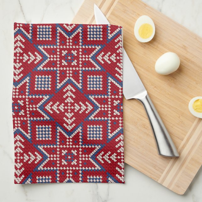 Festive Scandinavian Sweater Pattern  Tea Towel (Quarter Fold)