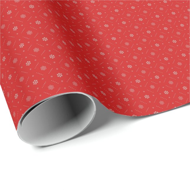 Festive Scarlet Luxury Wrap – Intricate Elegance Wrapping Paper (Roll Corner)
