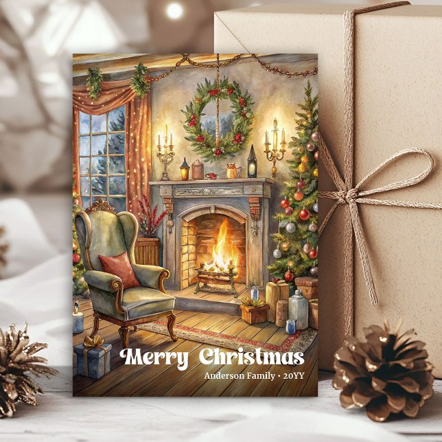 Festive scene greeting card red green traditional (Festive scene greeting card red green traditional

)
