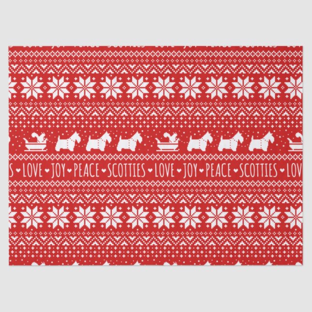 Festive Scottie Dogs Christmas | Scottish Terriers Tissue Paper (Front)