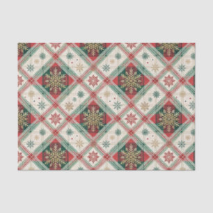 Festive Scottish Tartan Plaid Snowflake Pattern Tissue Paper