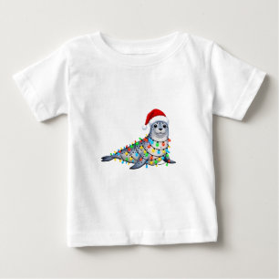 Festive Seal Covered in Christmas Lights Baby T-Shirt