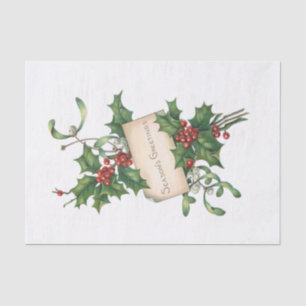 Festive Season's Greetings with Holly & Mistletoe Tissue Paper