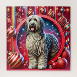 Festive Shaggy Dog With Christmas Decorations Jigsaw Puzzle