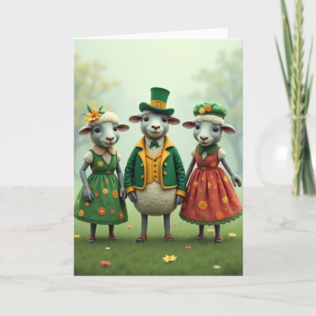 Festive Sheep Springtime Card (Front)