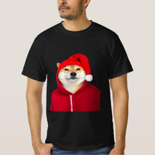 Festive Shiba Inu in Santa Hat T-Shirt