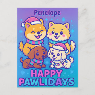Festive Shiba Inu Poodle Dachshund  Postcard