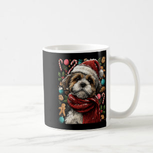 Festive Shih Tzu With Santa Hat Snowy Winter Chris Coffee Mug