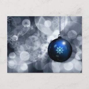 festive silver and blue Holiday Corporate PostCard