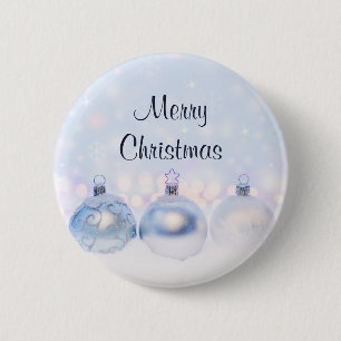 Festive Silver Christmas Balls on Snow 6 Cm Round Badge