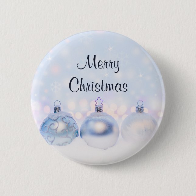 Festive Silver Christmas Balls on Snow 6 Cm Round Badge (Front)