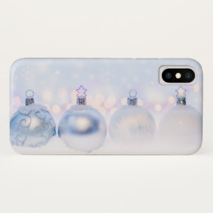 Festive Silver Christmas Balls on Snow iPhone X Case