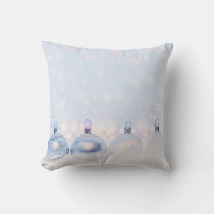 Festive Silver Christmas Balls on Snow Cushion