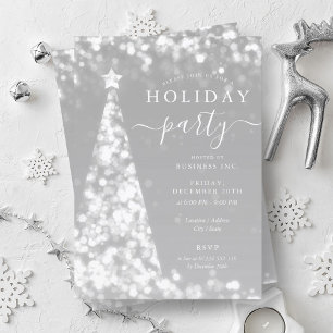 Festive Silver Christmas Tree Company Holiday Invitation