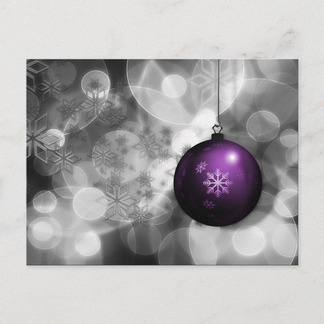 festive silver purple Holiday Corporate PostCard (Front)