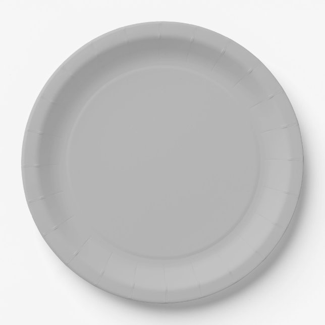 Festive Silver Solid Colour Paper Plate (Front)