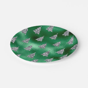 Festive Silver Trees  Paper Plate