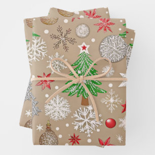 Festive Silvery Kraft Christmas Wrapping Paper 