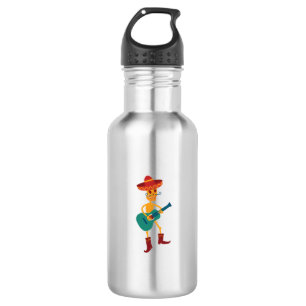 Festive Skeleton Guitar Player 532 Ml Water Bottle