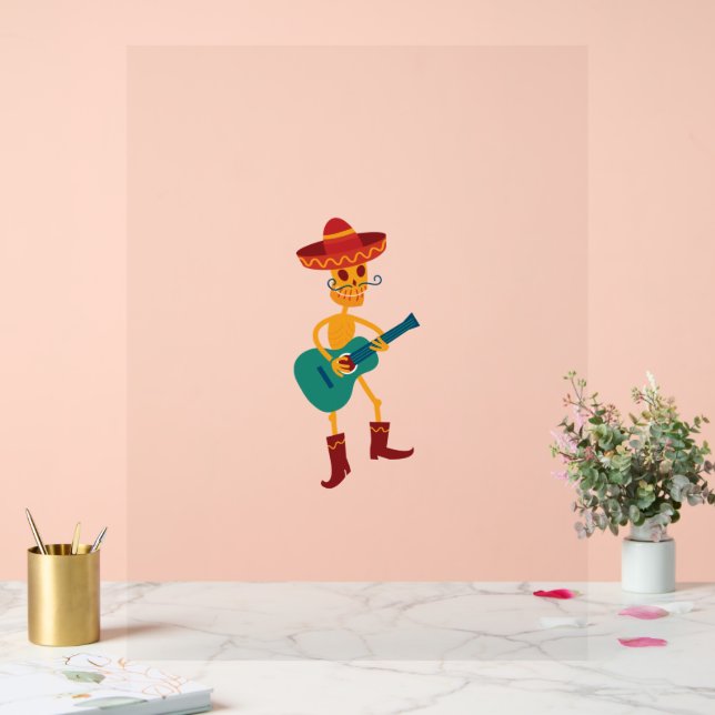 Festive Skeleton Guitar Player Acrylic Sign (Wedding)