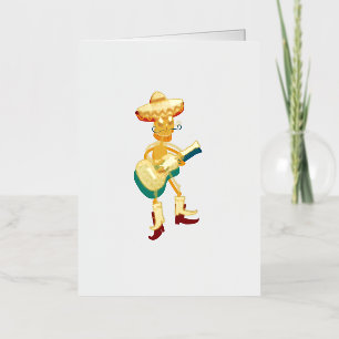 Festive Skeleton Guitar Player Foil Greeting Card