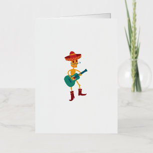 Festive Skeleton Guitar Player Foil Greeting Card