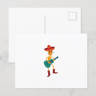 Festive Skeleton Guitar Player Holiday Postcard