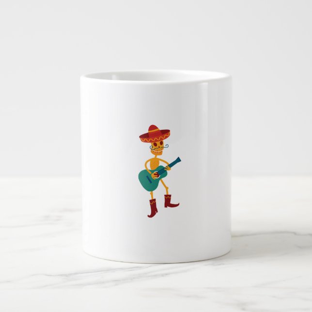 Festive Skeleton Guitar Player Large Coffee Mug (Front)