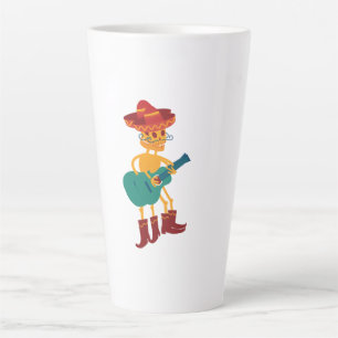 Festive Skeleton Guitar Player Latte Mug