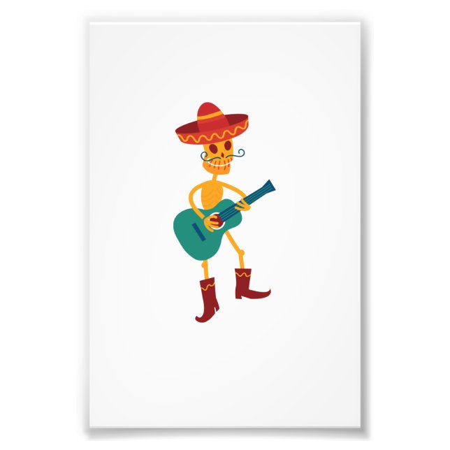 Festive Skeleton Guitar Player Photo Print (Front)