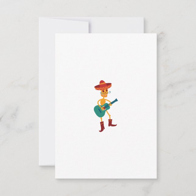 Festive Skeleton Guitar Player RSVP Card (Front)