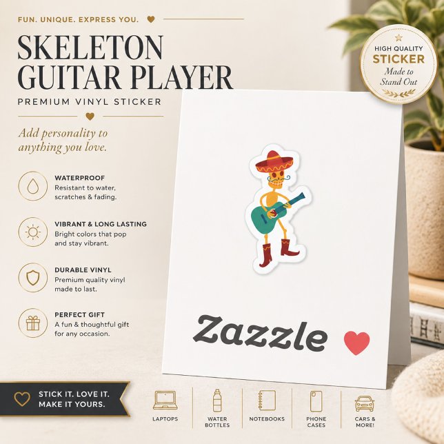 Festive Skeleton Guitar Player Sticker (Creator Uploaded)