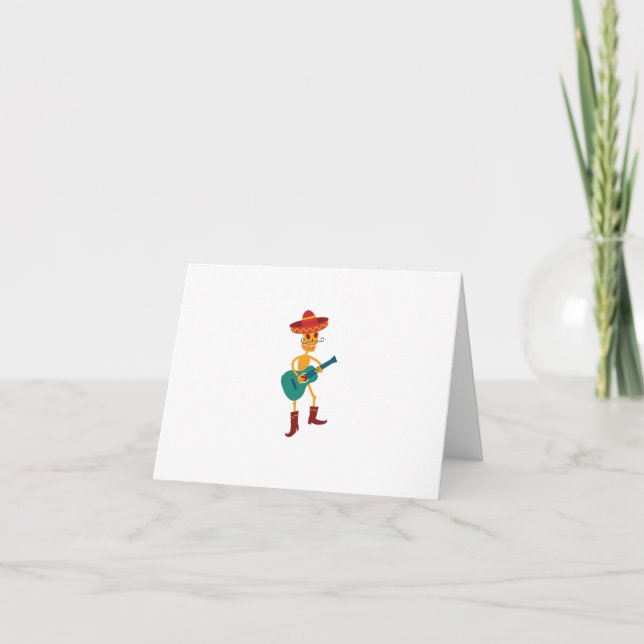 Festive Skeleton Guitar Player Thank You Card (Front)