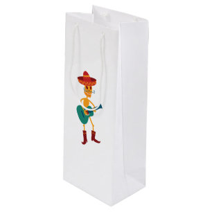 Festive Skeleton Guitar Player Wine Gift Bag