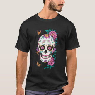 Festive Skeleton Skull Day of Dead Ancestors Love  T-Shirt