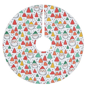 Festive Sketches Santas and Gumdrops Brushed Polyester Tree Skirt