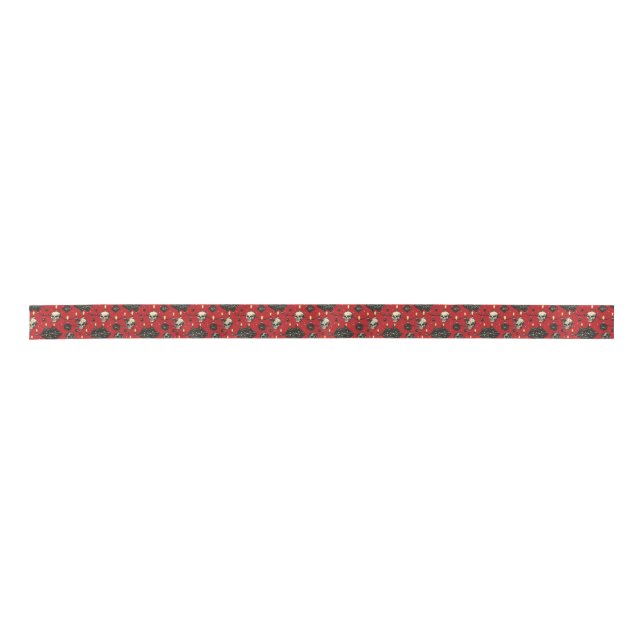 Festive Skull Gift Ribbon Satin Ribbon (Front)