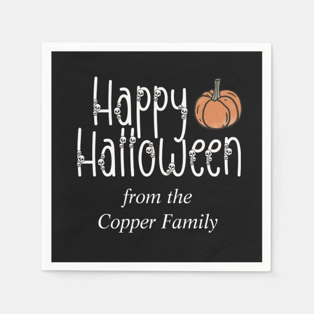 Festive Skull Halloween personalised Napkin (Front)