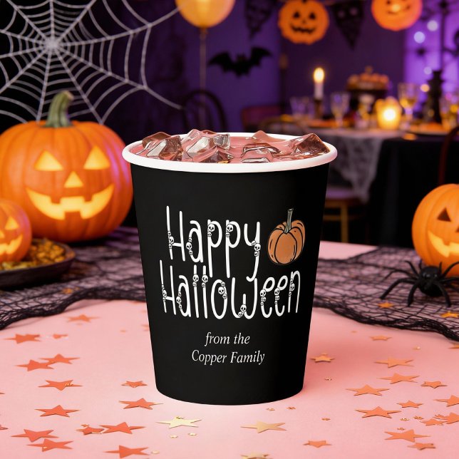 Festive Skull Halloween personalised  Paper Cups (halloween party paper cup)