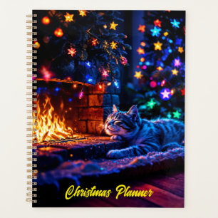 Festive sleeping cat colourful pet lover art planner