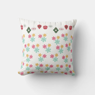 Festive Snowflake and Ornament Pattern Pillow