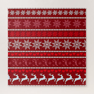 Festive Snowflake and Reindeer Design Jigsaw Puzzle