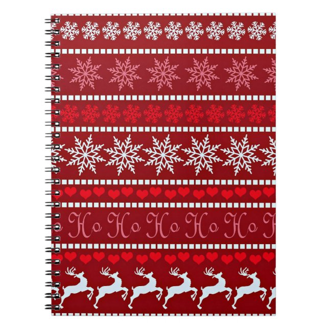 Festive Snowflake and Reindeer Design Notebook (Front)