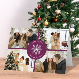 Festive Snowflake Christmas 4 Photo Holiday Card
