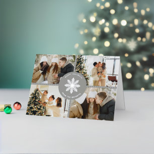 Festive Snowflake Christmas 4 Photo Real Foil Holiday Card