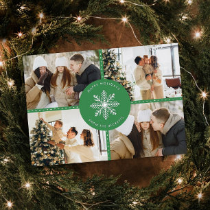 Festive Snowflake Christmas 4 Photo Real Foil Holiday Card