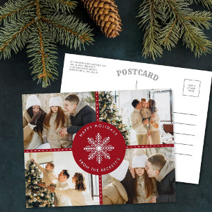 Festive Snowflake Christmas 4 Photo Real Foil Holiday Postcard