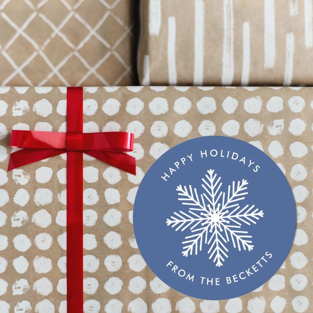 Festive Snowflake Christmas Holiday Classic Round Sticker (Creator Uploaded)