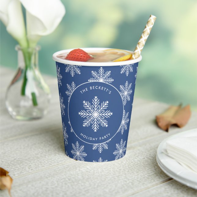 Festive Snowflake Christmas Holiday Party Paper Cups (Insitu)