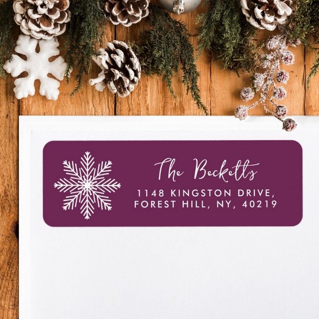 Festive Snowflake Christmas Holiday Return Address Label (Creator Uploaded)